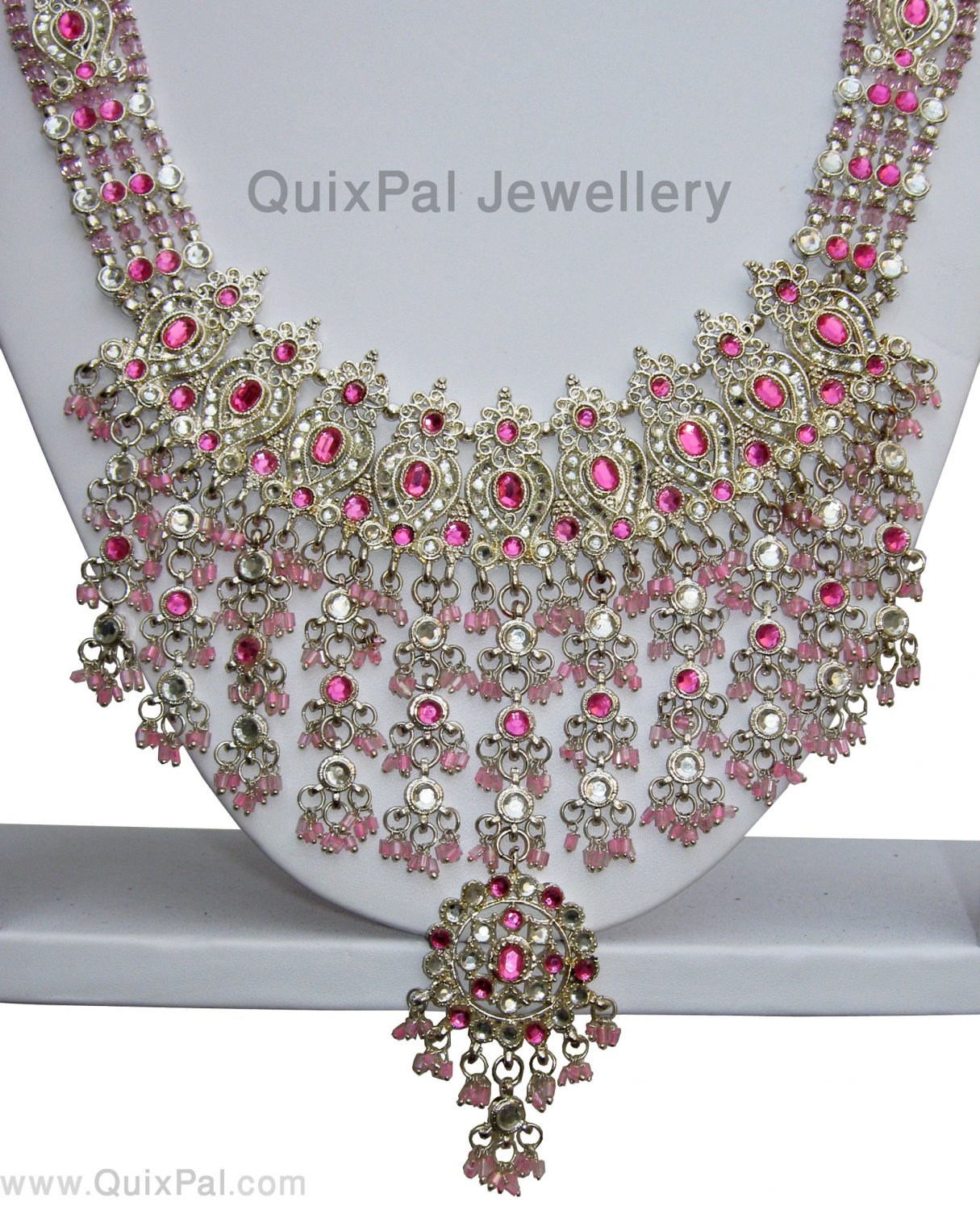 Slivery Pink Indian Costume Jewelry Dulhan Set 709