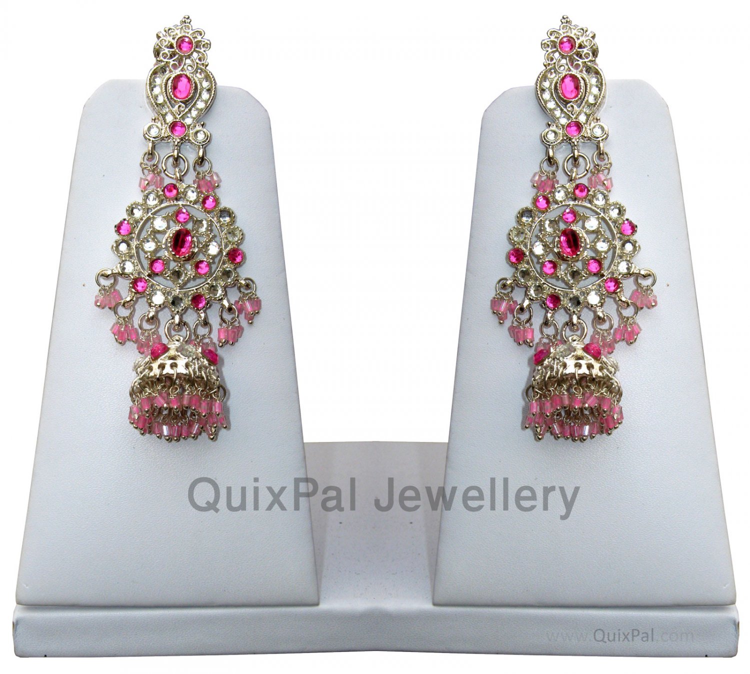 Slivery Pink Indian Costume Jewelry Dulhan Set 709