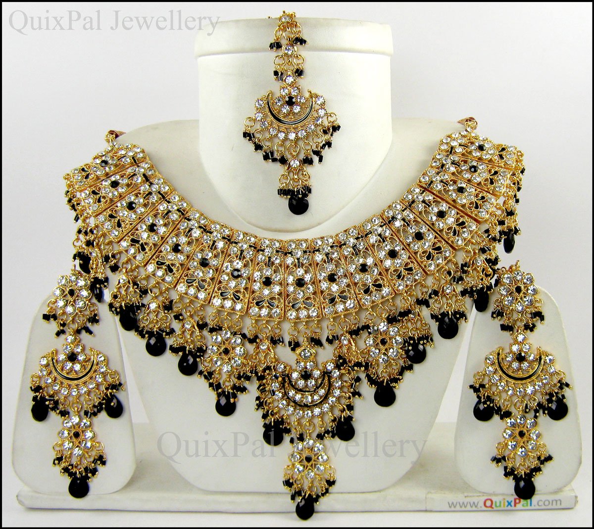 Indian Bollywood Costume Jewelry Jodha Akbar Necklace Set 921 Black