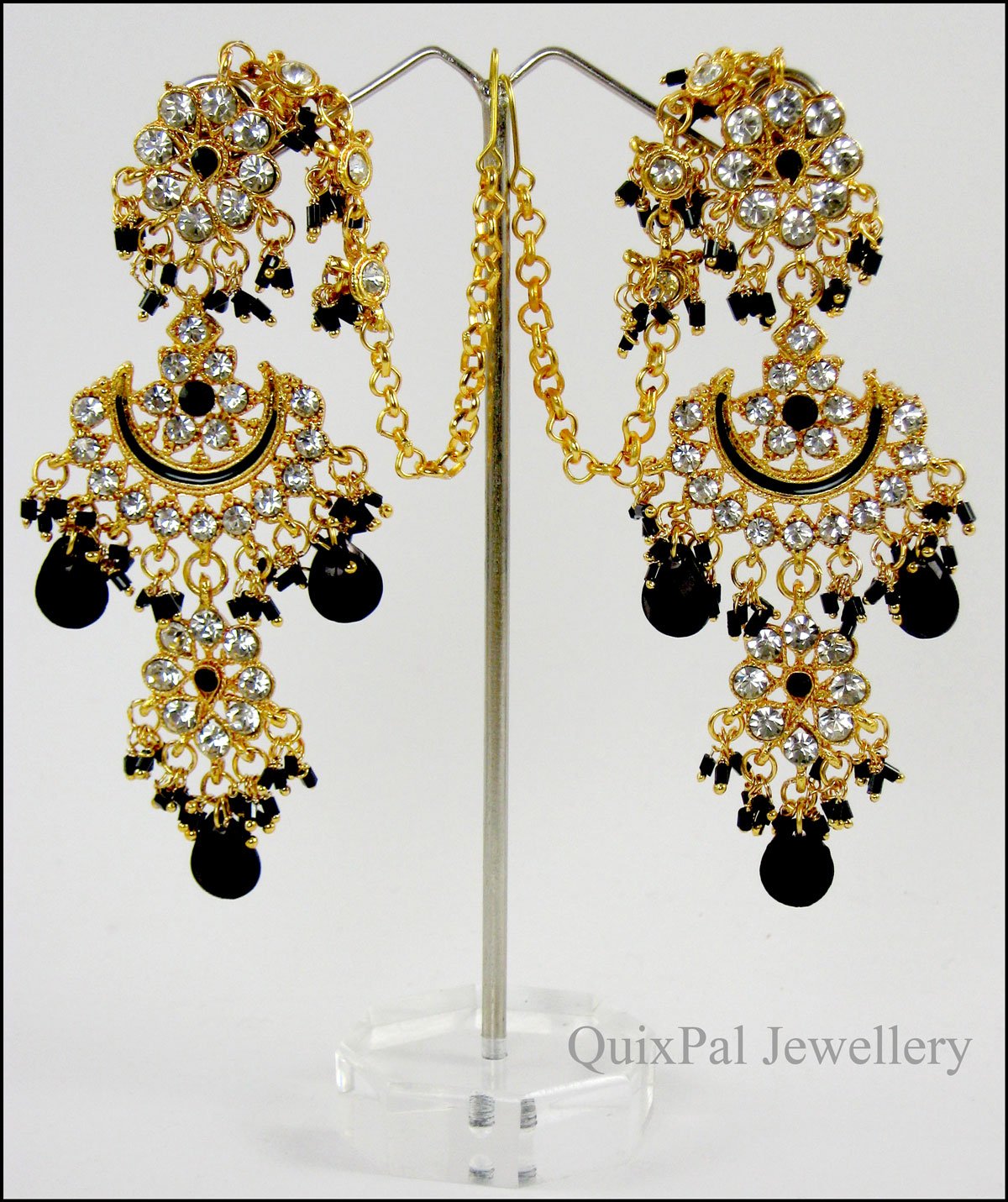 Indian Bollywood Costume Jewelry Jodha Akbar Necklace Set 921 Black