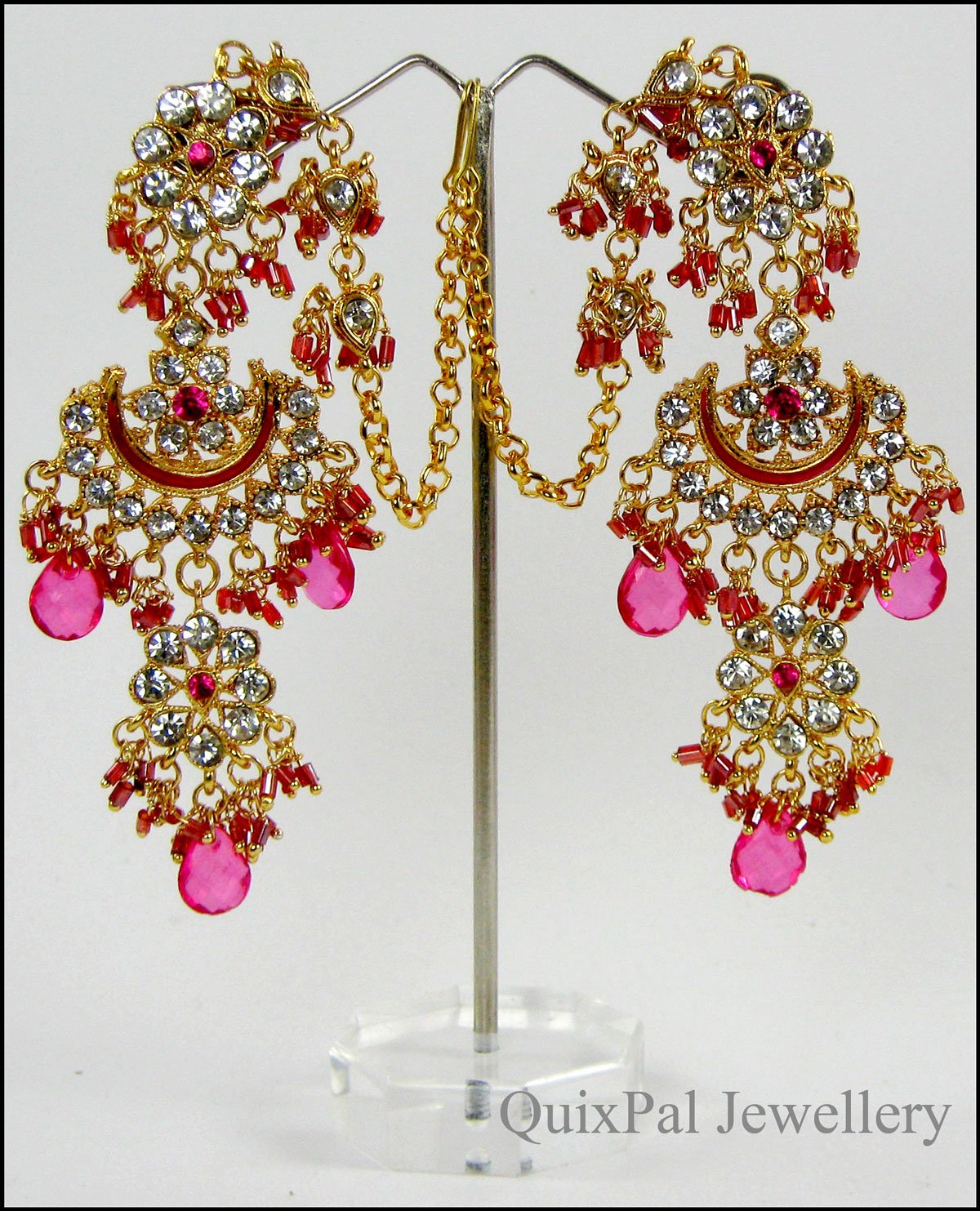 Indian Costume Jewelry Jodha Akbar Necklace Set 921 Magenta
