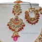 Jodha Akbar Indian Wedding Jewelry Set 811 Magenta With Matha Patti