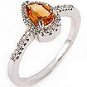 1 Ct Pear Cut Citrine & Diamond Ring 14k WG