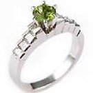 Peridot Diamond Ring 1/4 CT White Gold