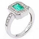 1/5 CT Emerald Fashion Diamond Ring 14k WG