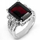 0.40 CT Round & Garnet Diamond Ring 14k WG
