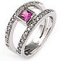 1/2 Ct Pink Sapphire Round Diamond Ring WG
