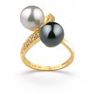 Black and White Japanese Akoya Ring