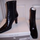 NEW!~*CHARLES DAVID* BLACK LEATHER BOOTS HEELS SHOES 10