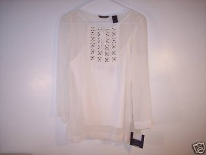 NWT~LIZ CLAIBORNE WHITE SHIRT BLOUSE TOP SIZE M NEW