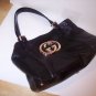 AUTH GUCCI BRITT "GG" LOGO MEDALLION TOTE BAG PURSE