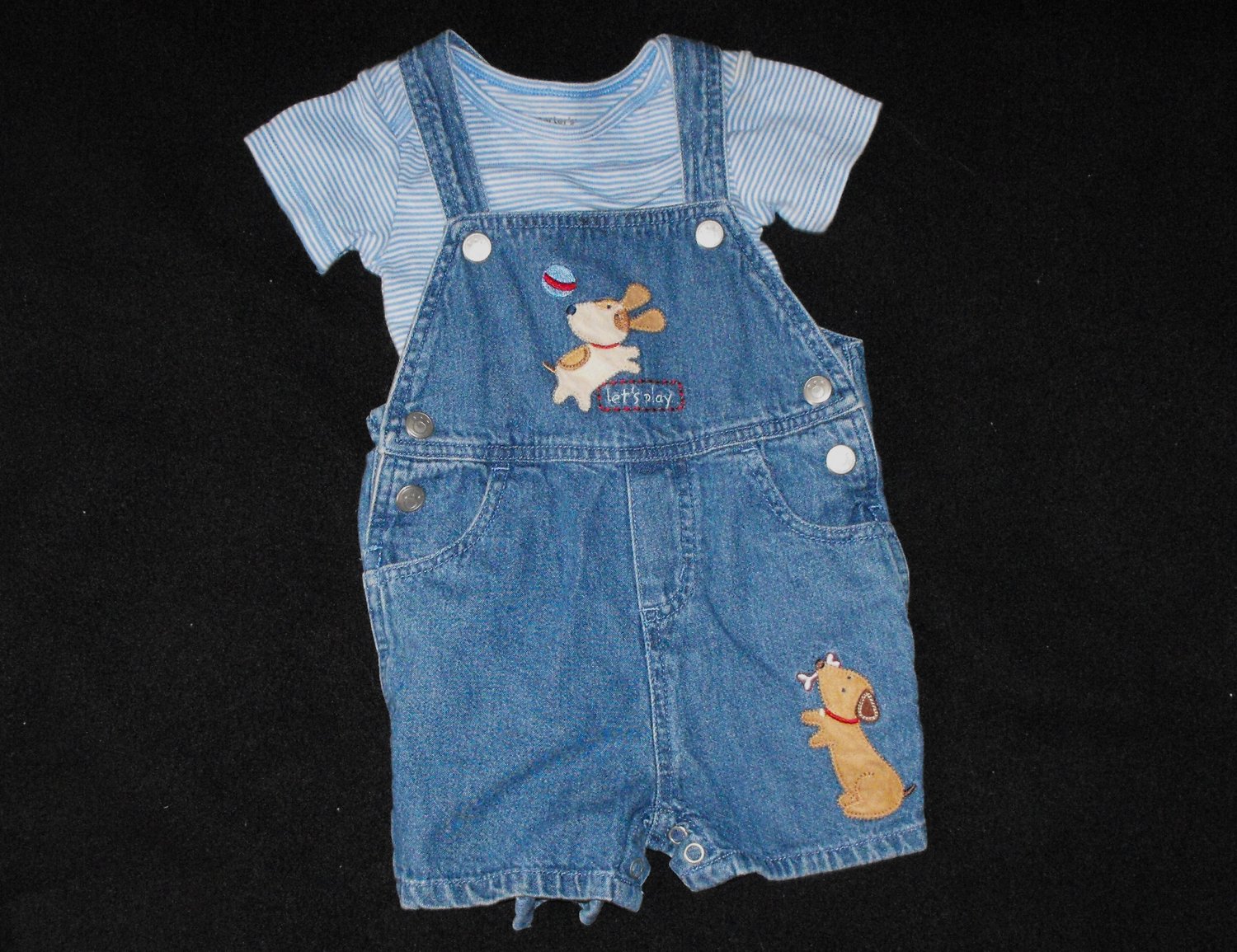 *7/18*SOLDBaby Boys 12 month Carter's Puppies Overall Shorts Outfit