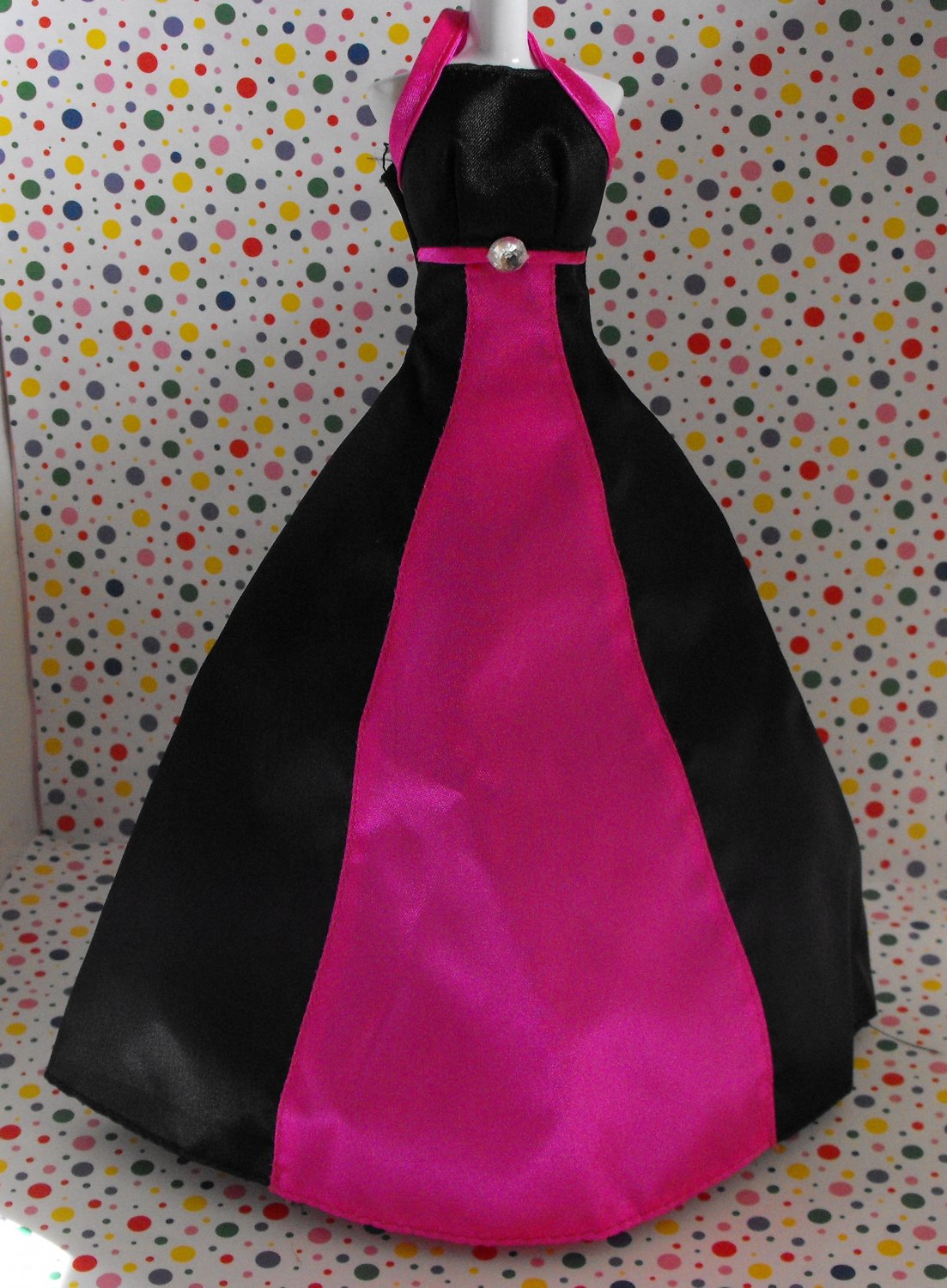 Barbie Pink Label Black and Fuchsia Pink Gown Dress