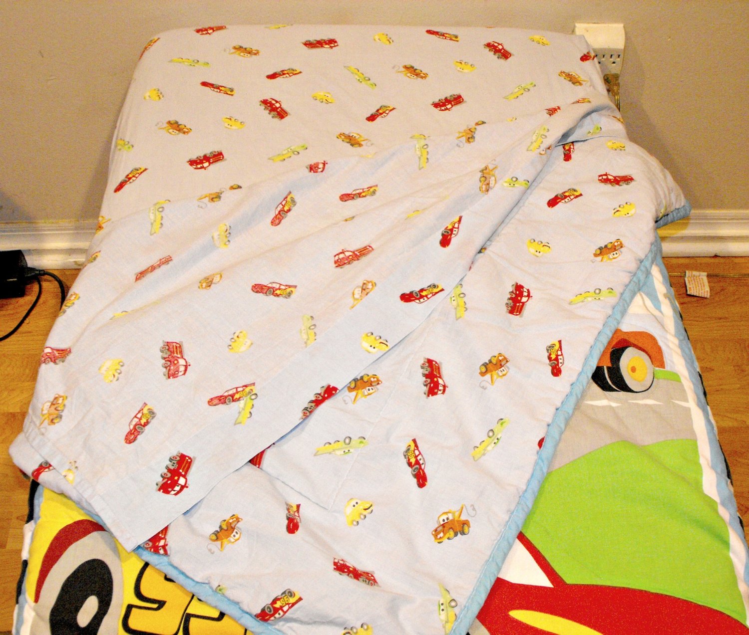 8*SOLD~Disney-Pixar Cars Checkered Flag Crib Toddler Bedding 4 Peice