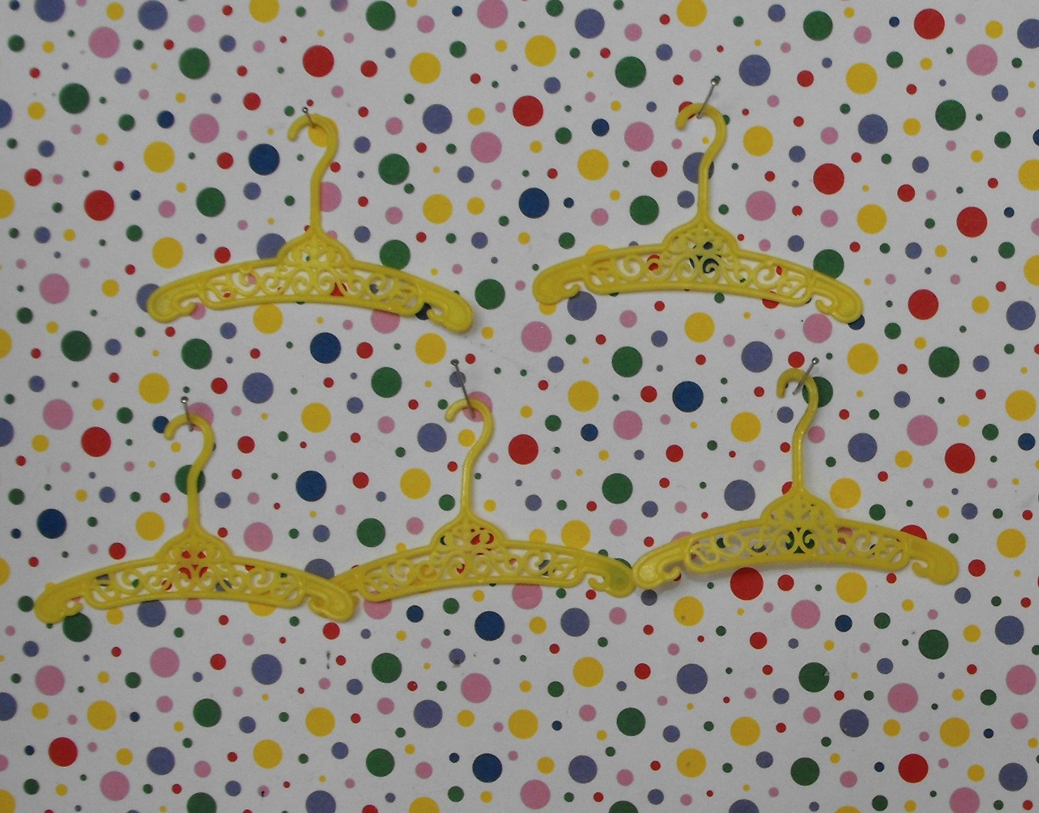 Barbie Vintage Filigree Hangers Yellow Lot of 5