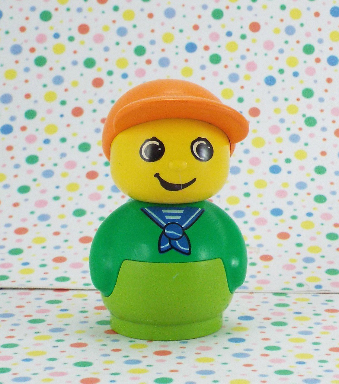 Lego Duplo Primo Bath Time Boat Figure Green Base Orange Baseball Hat
