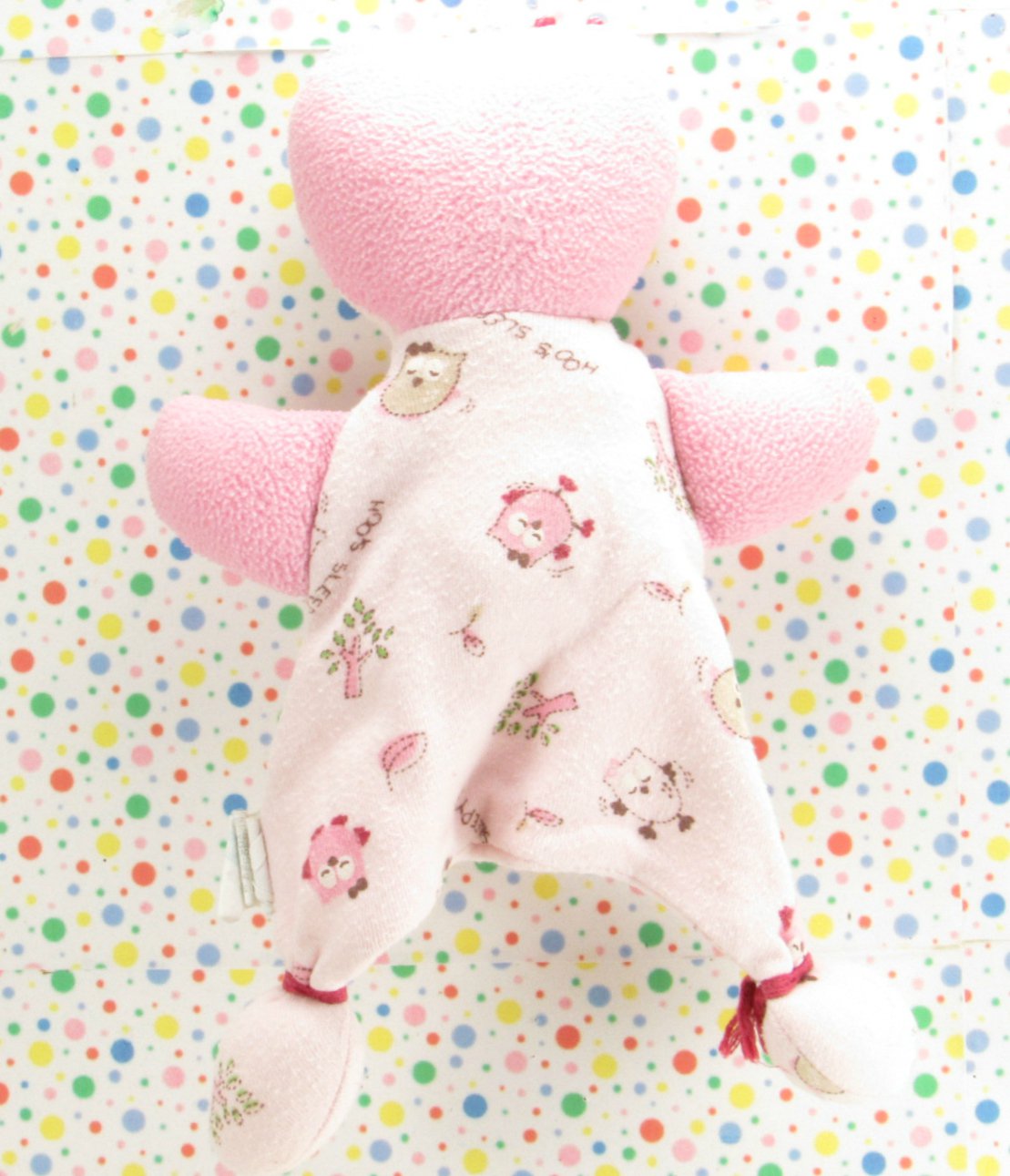 Vitamins Baby Owl Thumbie Security Blanket Lovey Pink Brown