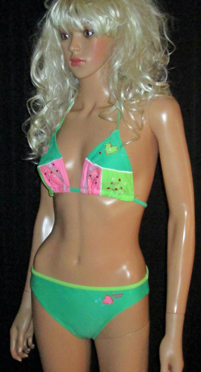 NWT Victoria's Secret $99 Sexy Sequin Green & Pink Bikini Medium 184829