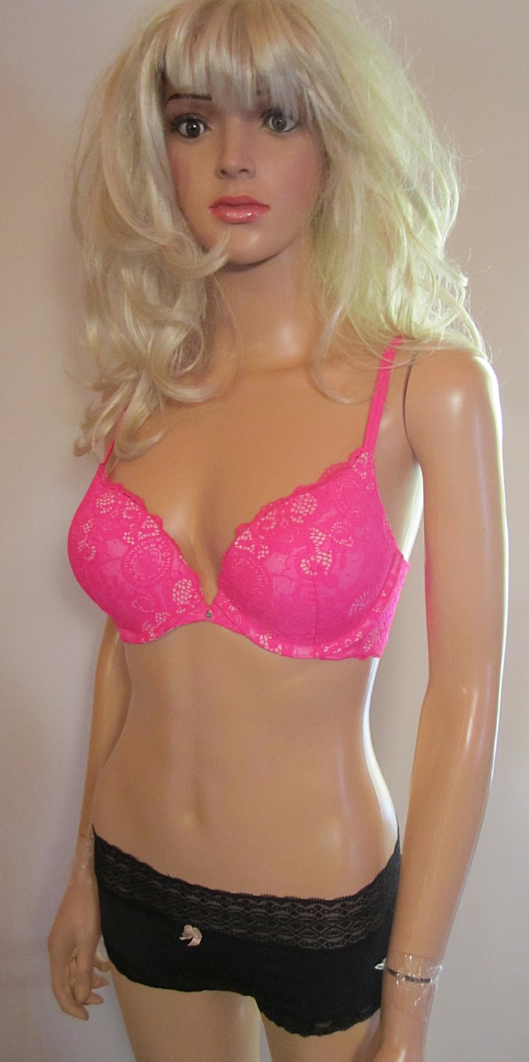 Victorias Secret Very Sexy Glamorous Hot Pink Lace Push Up 34c Bra Set 289335mm