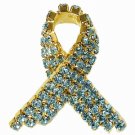 AQUAMARINE  SWAROVSKI CRYSTAL RIBBON TACK PIN