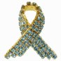 AQUAMARINE  SWAROVSKI CRYSTAL RIBBON TACK PIN