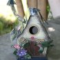 Bird House with Hummingbird Flowers and Chimney made of Tin