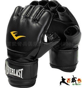 Everlast boxing gloves, protect thumb black MMA Gloves, half finger glove