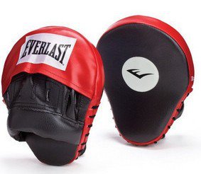 Red and black Everlast boxing hand target