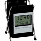 folding leather case pen holder electronic clock, alarm clock pen holder calendar electronic clock
