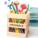 creative wooden pen holder----Wood color,Blue,Brown