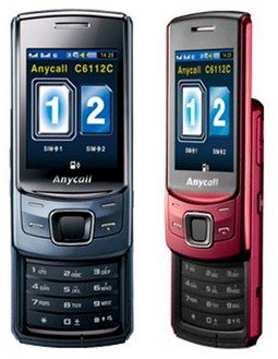 Unlocked Samsung anycall C6112C/C6112 dual-sim slider big-font cell phone---Red,Black,Blue