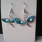Earrings Dragonfly Blue Silver-tone Pierced Hypoallergenic Handcrafted New