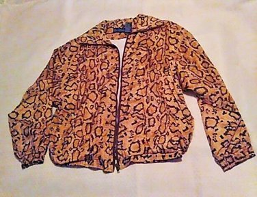 Vintage Jacket Abstract Leopard Print Women's XL Lined Windbreaker Full Zip