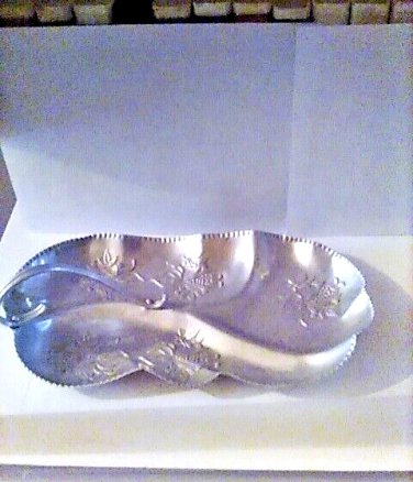 Vintage Serving Tray Scroll Handle Floral Design