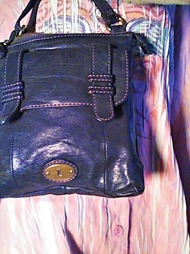 Fossil Leather Bag Black Leather Small Crossbody With Key Vintage