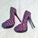 Qupid Stilettos 7 Leopard Spot Faux Suede Platforms 5.75" Heels