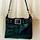 Leather Shoulder Bag Black Embellished Handmade One of a Kind Purse