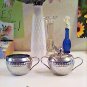 Vintage Set Small Chrome Creamer & Sugar Bowl With Lid Adorable!