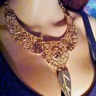 Necklace Barrera For Avon Signed Choker Gold-tone With Brass Leaf Vintage