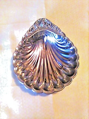 Large Shell Bowl Chrome Silver-tone Scalloped Vintage