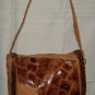 Leather Shoulder Bag Handcrafted Tan Distressed Wooden Bead Trim 1 of a Kind