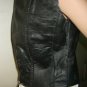 Biker Vest Black Leather Large Lower Back Cinch Ties Lined Vintage