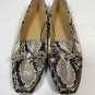 Talbot's Leather Snakeskin Shoes 7.5 M Gray/Brown Driving Flat Loafer