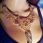 Necklace Barrera For Avon Signed Choker Gold-tone With Added Leaf Vintage