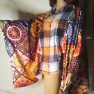 Flannel Shirt With Wild Patchwork Tapestry OS Upcycled 58" x 25" 1 of a Kind Top