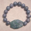 GREEN FANCY JASPER W/ BLUE SPONGE CORAL BRACELET Item 2186