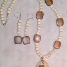 BROWN AGATE WOOD & BONE NECKLACE SET Item 182