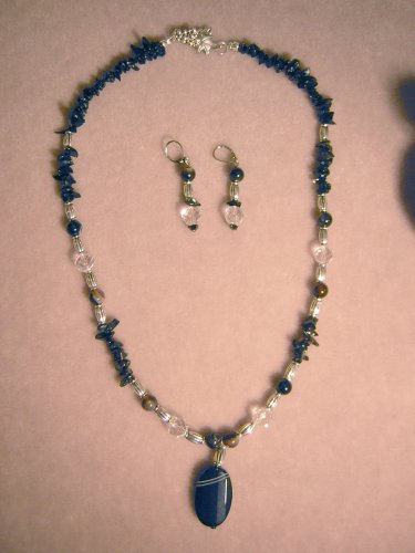 BLACK AGATE & CRYSTAL NECKLACE SET Item 1068