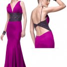 Sexy  V-neck  beaded  evening  dress