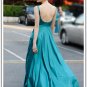 Long  V-neck  taffeta  evening  dress